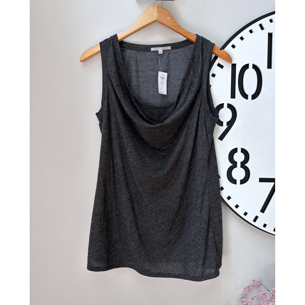 NWT Gap Knit Cowl Neck Top Sleeveless Womens S Grey Draped Neck Minimalist